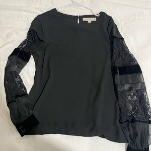 Elegant Black Lace Sleeve Top